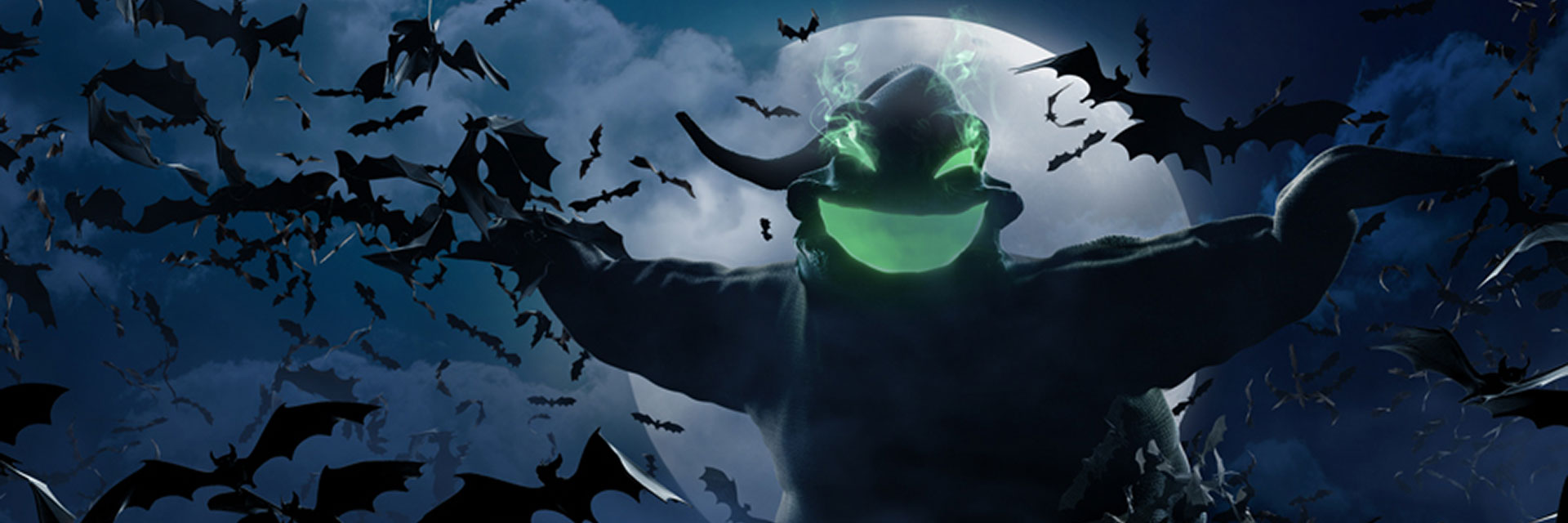 Oogie Boogie Halloween Disneyland Park; night; moon;