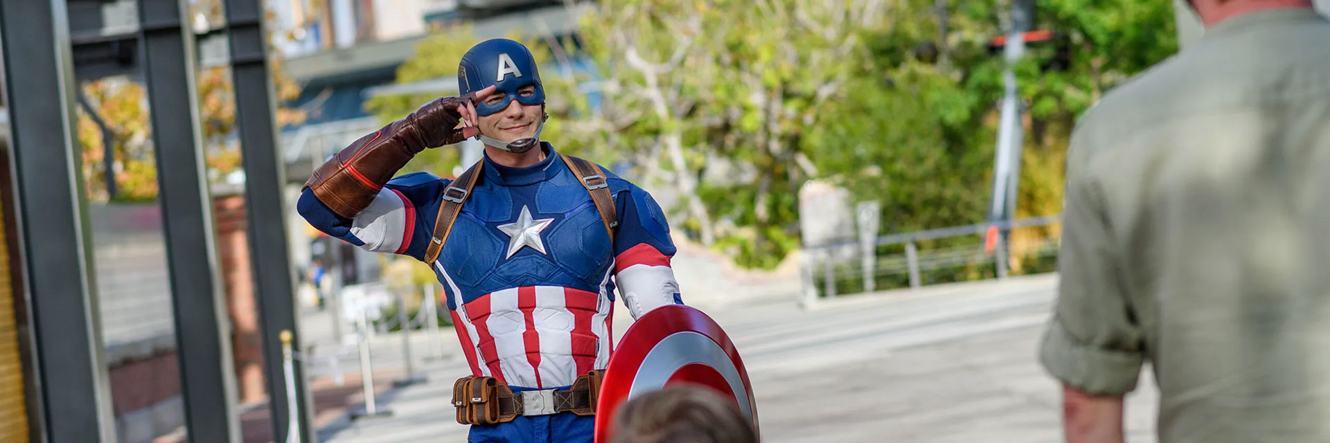 Avengers Campus featuring Captain America