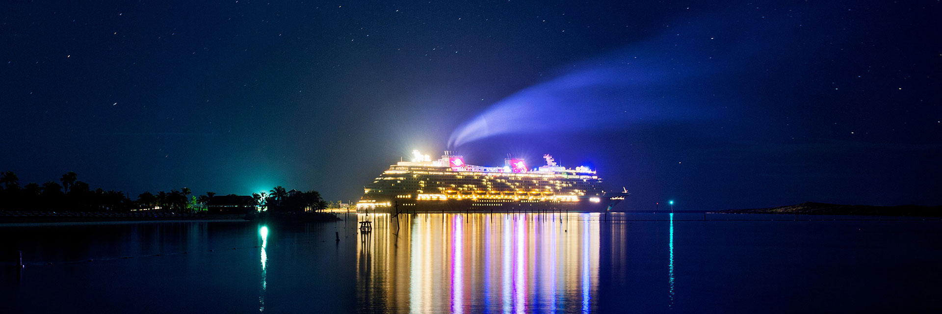 Colorful Ship at Night