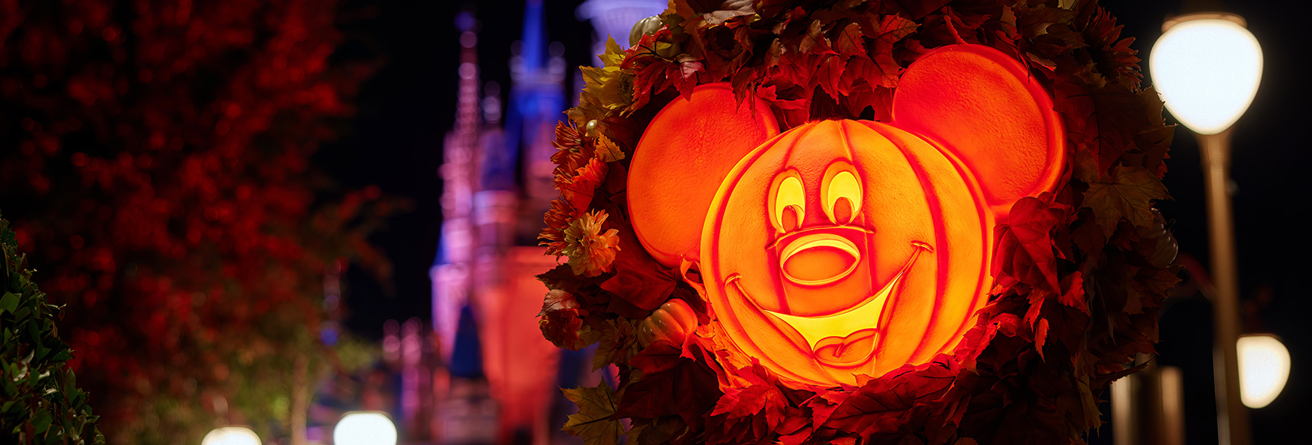 Halloween at Walt Disney World featurinfg a Mickey Pumpkin