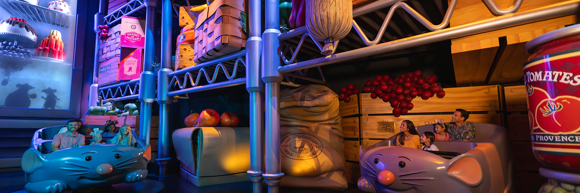 Photo of families having fun on Remy's Ratatouille Adventure