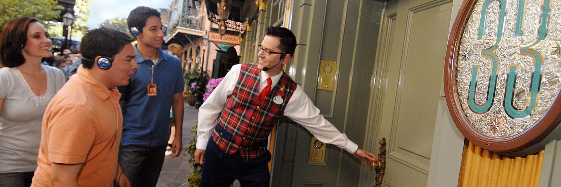 dlr activities 14; Family and tour guide looking at Club 33/ Tour