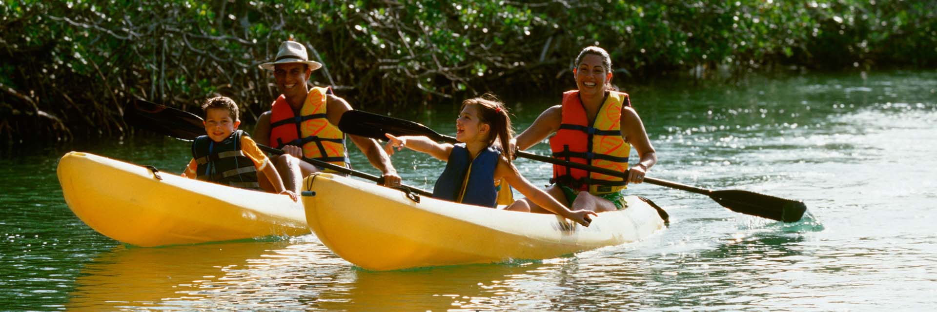 Kayaking on river