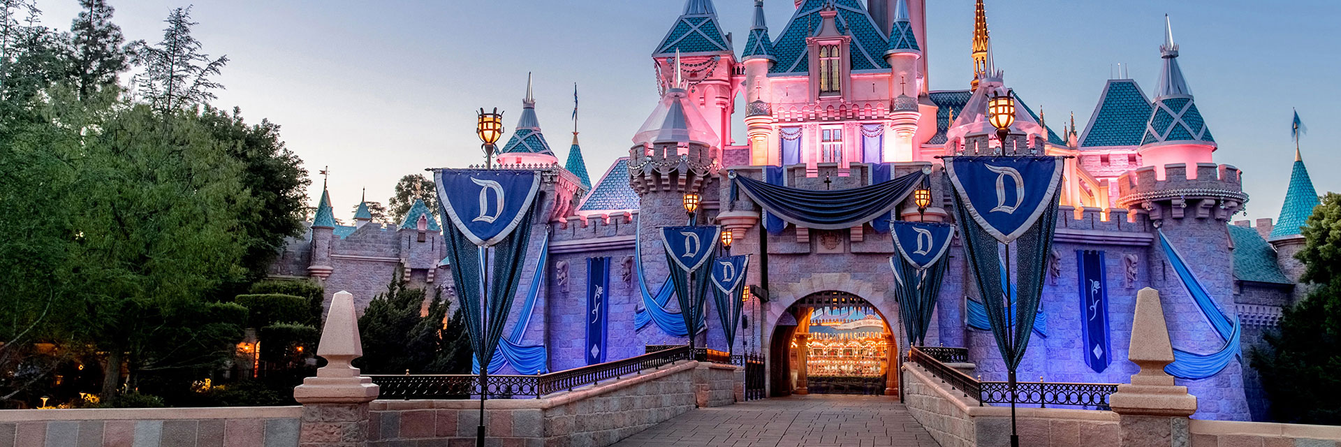 Disneyland Sleeping Beauties Castle 60th; sunrise; front of castle